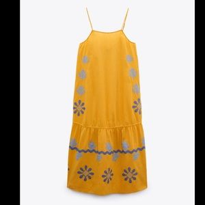 NWT Zara Mustard Embroidered Limited Edition Dress